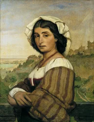 Het model Stella. Op de achtergrond, Ariccia